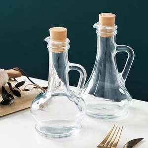 Botella de vidrio transparente de 260Ml con asa para cocinar, barbacoa, aceite de oliva, vinagre, botella de condimento líquido, botella vertedora, tapa de corcho - Product Image 1