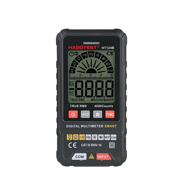 HABOTEST HT124B Low Price AC DC Smart Digital Multimeter Auto Range True RMS NCV 600V AC/DC Mobile Phone Avometer