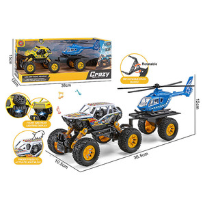 Jinming tirare indietro Off-road camion di metallo con musica/luce Die Cast auto modello giocattolo 4WD arrampicata rimorchio per bambini - Product Image 3