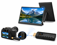 Moniteur HDMI sans fil 15,6 pouces avec kit récepteur et émetteur intégrés, transmission vidéo 50 m, mise en miroir de l'écran, haut-parleur intégré