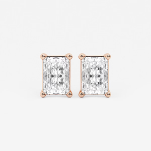Pendientes de lujo con diamantes radiantes cultivados en laboratorio de 4 quilates con cuatro puntas y brillo brillante, joyería fina ética para mujer - Product Image 2