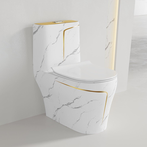 WC monobloc moderne Washdown, sanitaires de luxe pour hôtel, cuvette de toilette en céramique gris marbré - Product Image 2