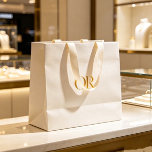 Bolsas de Regalo de Papel con Logotipo <span class=keywords><strong>Personalizado</strong></span> en Relieve Dorado, Bolsas de Compras Portátiles para Minoristas - Product Image 1