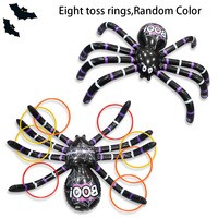 Joyee Halloween Jeu de lancer d'anneaux araignée gonflable, Ensemble de jeu gonflable araignée avec 8 anneaux pour le plaisir des fêtes
