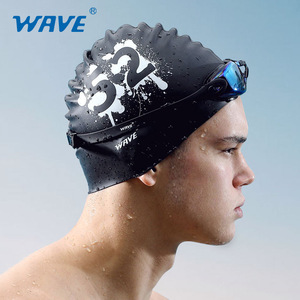 Bonnet de bain en silicone personnalisé avec logo imprimé, pour cheveux longs, extra large, imperméable, pour adultes, vente en gros - Product Image 1