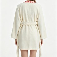Ensemble pyjama robe de nuit et caraco en peluche à manches longues, style jeune fille, avec cordon de serrage et imprimé cœurs, collection Automne/Hiver