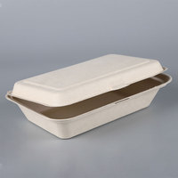 Meilleur prix 9*6 pouces bambou canne à sucre Bagasse pâte à clapet boîte à emporter alimentaire conteneur papier boîtes à lunch