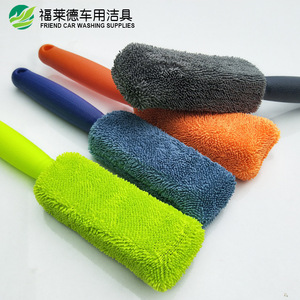 Cepillo de microfibra con mango largo para neumáticos, 27x5 cm, cepillo para limpieza de ruedas, suministros para lavado de coches, azul, verde, gris, naranja - Product Image 2