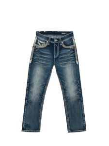 IN STOCK fashion Men’s Heavy Stitch <b>jeans</b> <b>Embroidered</b> Mid Waist Crumple effect Straight Leg <b>jeans</b> for men - Product Image 1