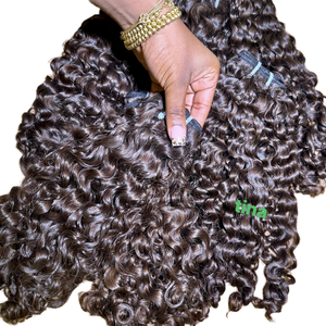 Extensions de cheveux vierges pour tissage, teinture et décoloration en blond, double trame, cheveux humains bruts naturels birmans bouclés/ondulés en lots - Product Image 1