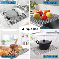 Égouttoir à vaisselle pliable et peu encombrant pour assiettes, bols, tasses et ustensiles de cuisine