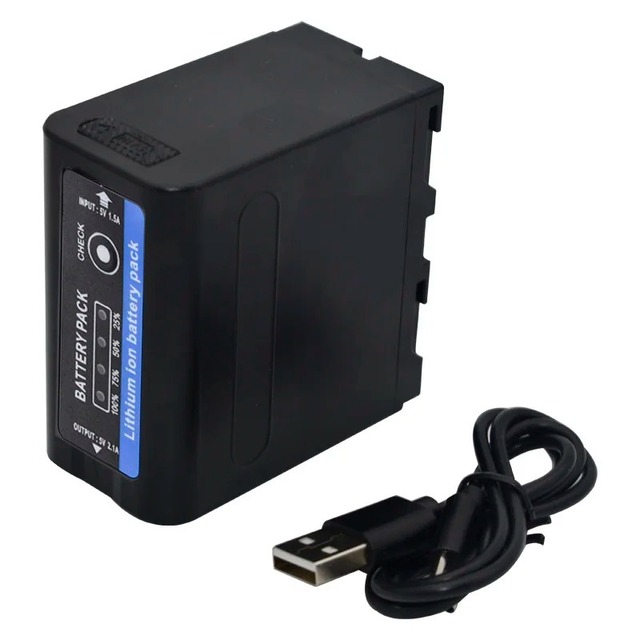 USB-Output 10000mAh NP F970 NP-F980 F960 F970 Battery with LED Power Indicator for Sony F960 F550 F570 F750 F770 MC1500C 190P