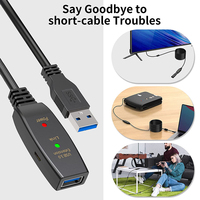Câble d'extension USB3.0 haute vitesse en cuivre 5M-30M avec indicateur IC pour transfert de données Imprimante/Scanner/Caméra/Ordinateur Câble USB