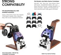 Support de manette en bois à 3 niveaux HEWYIOS compatible avec PS4 PS5 Switch Xbox - Bureau de jeu en bois marron