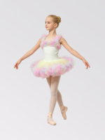 Gaun Tutu Pelangi Anak-anak Tanpa Lengan Kostum Tari Panggung Profesional Leotard Pertunjukan Balerina dalam Bahan Spandex/Nylon