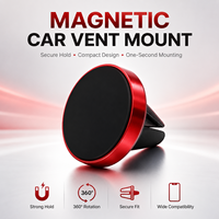 Support de téléphone magnétique pour grille d'aération de voiture en alliage d'aluminium, clip fin pour sortie d'air, rotatif à 360°, stable, hauteur réglable, robuste