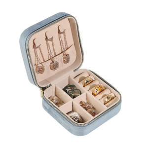 High-End-Mini-Samt Schmuck Veranstalter Reise tragbare Ring Halskette Ohrring benutzer definierte Box für Schmuck Geschenk box - Product Image 5