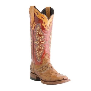 Chaussures western rétro personnalisées pour femmes, broderies, bottes de cow-boy, bout carré, cuir, talon épais, bottes western pour filles - Product Image 2