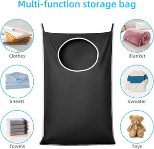 Panier à linge suspendu surdimensionné personnalisé, pliable en nylon, avec crochets pratiques, rangement gain de place pour vêtements sales, grande capacité - Product Image 4