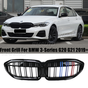 สำหรับ BMW ซีรีส์ 3 G20 G21 ปี 2019-2022 กระจังหน้ากันชนคู่แบบเรซซิ่ง ดีไซน์สองแถบ สไตล์ M Performance อุปกรณ์ตกแต่งรถยนต์ M340i - Product Image 1