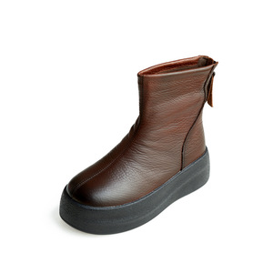 Nouvelles chaussures Chelsea en cuir à lacets pour l'hiver, plateforme confortable pour bottines Chukka, cuir véritable pour femmes, livraison express gratuite - Product Image 5