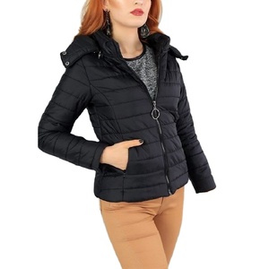 Precio al por mayor ropa de mujer corta recortada Zip Up Bomber Puffer invierno señoras chaquetas abrigos para mujeres proveedor de BD - Product Image 3