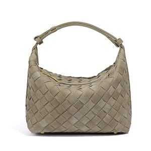 Women's Lady Fashion Handmade Weaving Luxury Vintage Woven Soft Suede PU Leather Waterproof Portable Underarm Beach <b>Bag</b> Flowers - Product Image 1