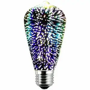 ST64 E27/E26 110V~220V Firework 3D led light bulb