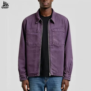 Custom Men's Washed Cotton Work Jackets Vintage Zip-Up Heavy Twill Canvas <strong>Shirt</strong> Jacket <strong>Moleskin</strong> Overshirt for Men - Product Image 3