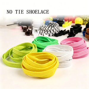 Lacci piatti in poliestere senza nodo con fermacorda in plastica, elastici e senza allacciatura per sneakers - Product Image 4