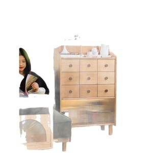 Solid Wood Chest Of Drawers 9 Compartments Cherry Wood Living Room Storage Cabinet Bedroom Side Cabinet Moisture Proof - Product Image 5