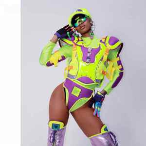 Costumi Fluorescenti Stile Gruppo Femminile per Performance sul Palco, Abiti Colorati <span class=keywords><strong>in</strong></span> Poliestere per Cantanti da Nightclub e Sfilate - Product Image 2