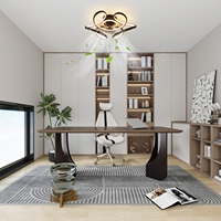 Kit d'éclairage LED moderne noir en forme de fleur avec moteur réversible silencieux pour chambre à coucher salle à manger