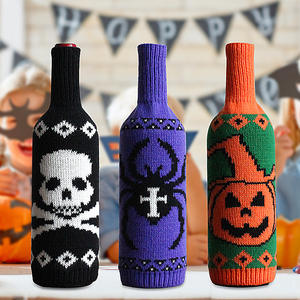 Cubierta de botella de vino de Halloween, botella de vino tejida, decoración de esqueleto, botella de vino, tela decorativa para fiesta de Halloween - Product Image 6