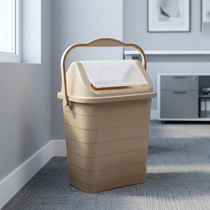 Contenedor de Basura Rectangular de Plástico de 14 L con Tapa Abatible y Asa de Transporte, Cubo de Basura para Interiores y Exteriores, para el Hogar, Baño y Cocina - Product Image 3