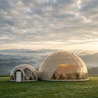 Tente Dôme Géodésique 4 Saisons Coupe-Vent en PVC 850G avec Fenêtre Panoramique pour Glamping, Villa Privée, Manoir, Pelouse, Chambre Étoilée