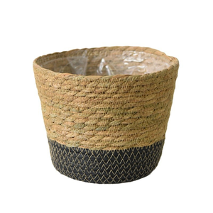 Panier de rangement en jonc de mer tressé à la main pour plantes d'intérieur avec doublure imperméable, idéal pour la décoration bohème - Product Image 4
