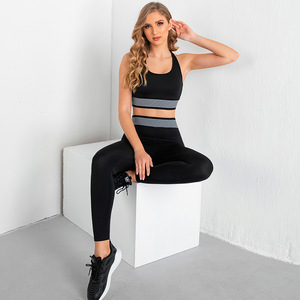 Nueva Ropa Deportiva al por Mayor, Stock Listo para Enviar, Leggings Negros para Gimnasio, Ropa de Fitness, Conjunto de Brasier y Pantalones de Yoga con Banda Personalizada - Product Image 4