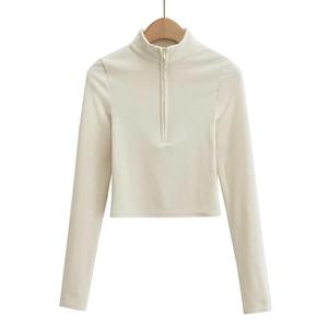 Top De Mujer stampato senza Moq t-Shirt <span class=keywords><strong>manica</strong></span> lunga <span class=keywords><strong>mezza</strong></span> altezza collo sottile maglia autunno <span class=keywords><strong>mezza</strong></span> cerniera comoda <span class=keywords><strong>camicia</strong></span> da <span class=keywords><strong>donna</strong></span> - Product Image 2