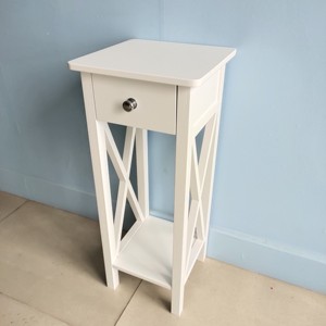 Classical Elegant Bedsid Cabinet Bedroom Night Stand Bedside <strong>Table</strong> with 1 Drawers <strong>Side</strong> <strong>Table</strong> <strong>White</strong> - Product Image 2