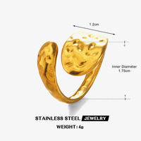 Bague en acier inoxydable à motif géométrique martelé, style européen et américain, personnalisée, hip-hop, plaquée or 18 carats, en acier titane