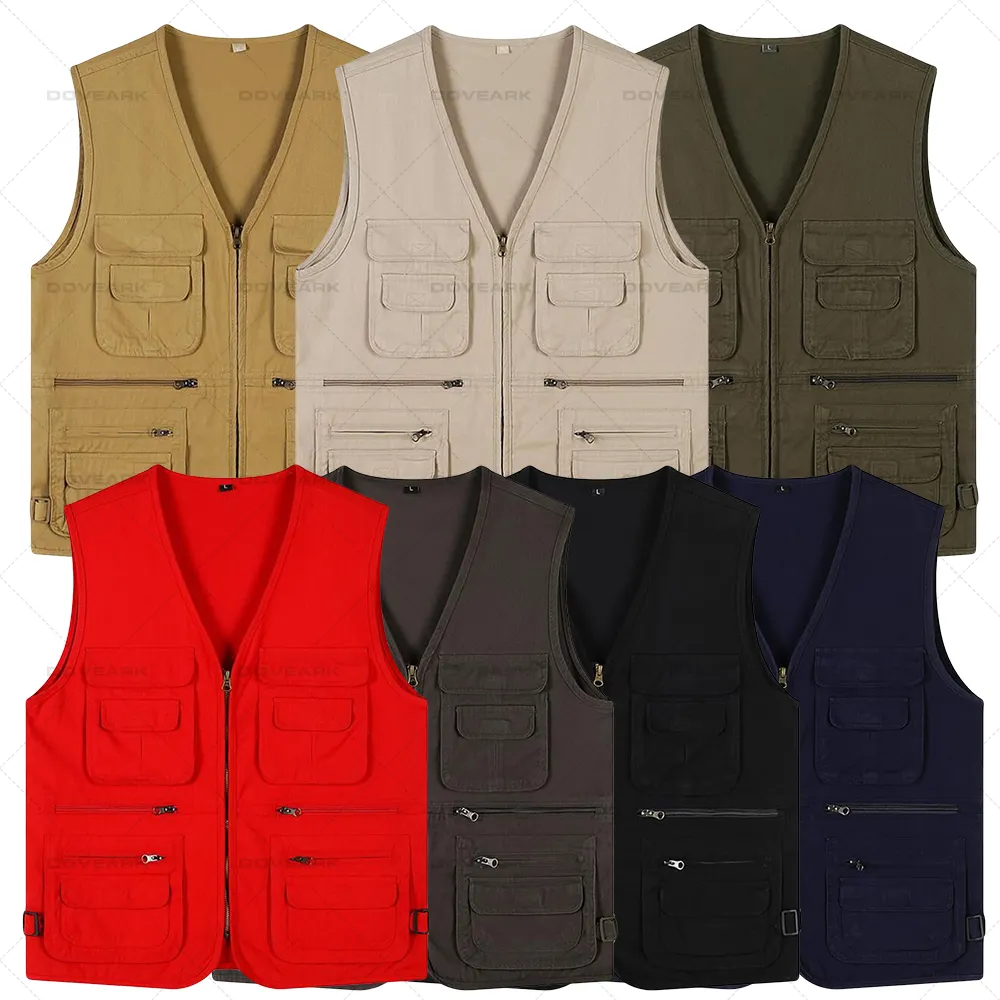 Zipper Multi Pockets Breathable Design Safety Vest Service Heavy Men Quilted Lined Outdoor Big Pockets Casual Jacket Work Wear