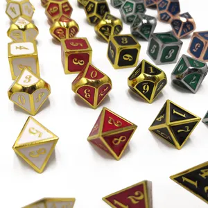 Custom Polyhedral Metal Dice 7 Dice Set RPG Game Dice