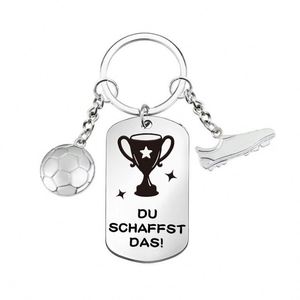 Porte-clés de football en acier inoxydable étanche, nouvelle mode, motif gaufré double face, forme irrégulière, vente chaude - Product Image 3