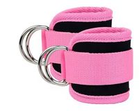 Sangles de cheville réglables personnalisées pour machines à câbles, en néoprène rose rembourré pour la gym et le fitness