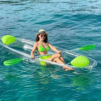 Kayak transparent WOLANG 8 pieds pour 1 personne avec siège en tissu noir, bateau transparent pour la navigation en solo