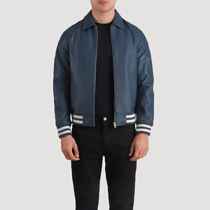 Chaqueta Varsity de Cuero para Hombre, Estilo Diseñador, con Logotipo Personalizado, Chaqueta Varsity de Cuero Genuino para Hombre - Product Image 4
