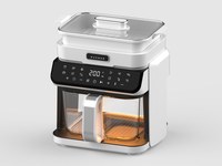Friteuse à air visuelle OEM personnalisée 5,5 L avec panier en verre, multifonctionnelle, à commande tactile, machine de cuisson électrique sans huile pour usage domestique