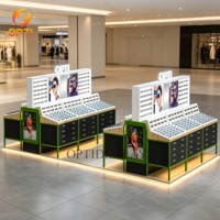Présentoirs lumineux LED pour magasins d'optique, personnalisés avec tiroirs de rangement, mobilier de magasin d'optique, présentoir à lunettes