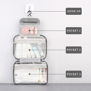 Fashionable Travel Makeup <strong>Wash</strong> <strong>Bag</strong> Waterproof <strong>Compartment</strong> for Toiletry <strong>Bag</strong> with Zipper Closure Reusable Polyester &amp; Letter Patte - Product Image 3